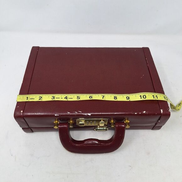 Vintage MCM Burgundy Red Faux Leather Jewelry Box Combination Lock Briefcase - Picture 12 of 15
